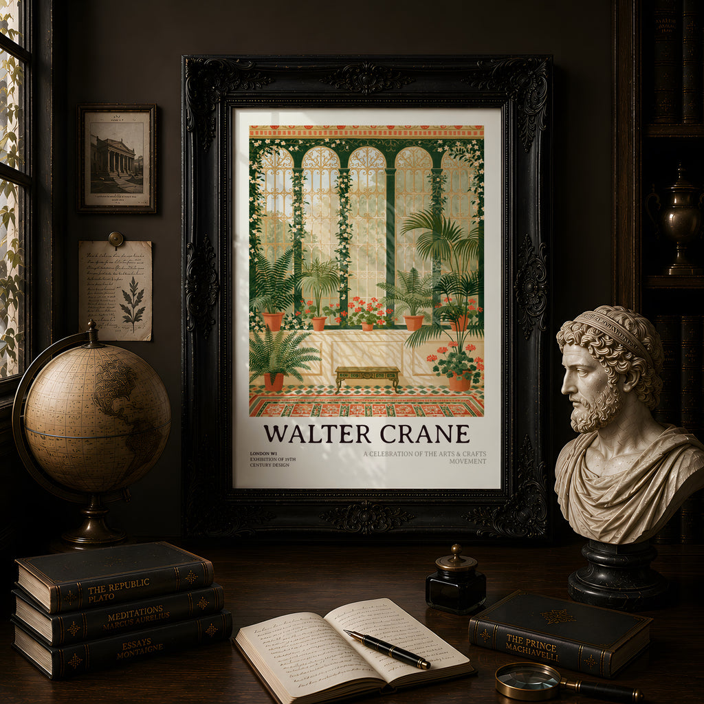Walter Crane Exhibition Poster, Conservatory Botanical Art Print, Arts & Crafts Movement Wall Art