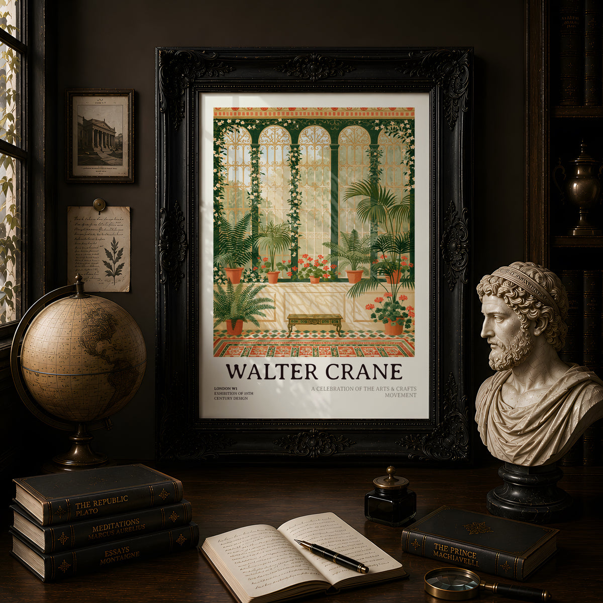 Walter Crane Exhibition Poster, Conservatory Botanical Art Print, Arts & Crafts Movement Wall Art