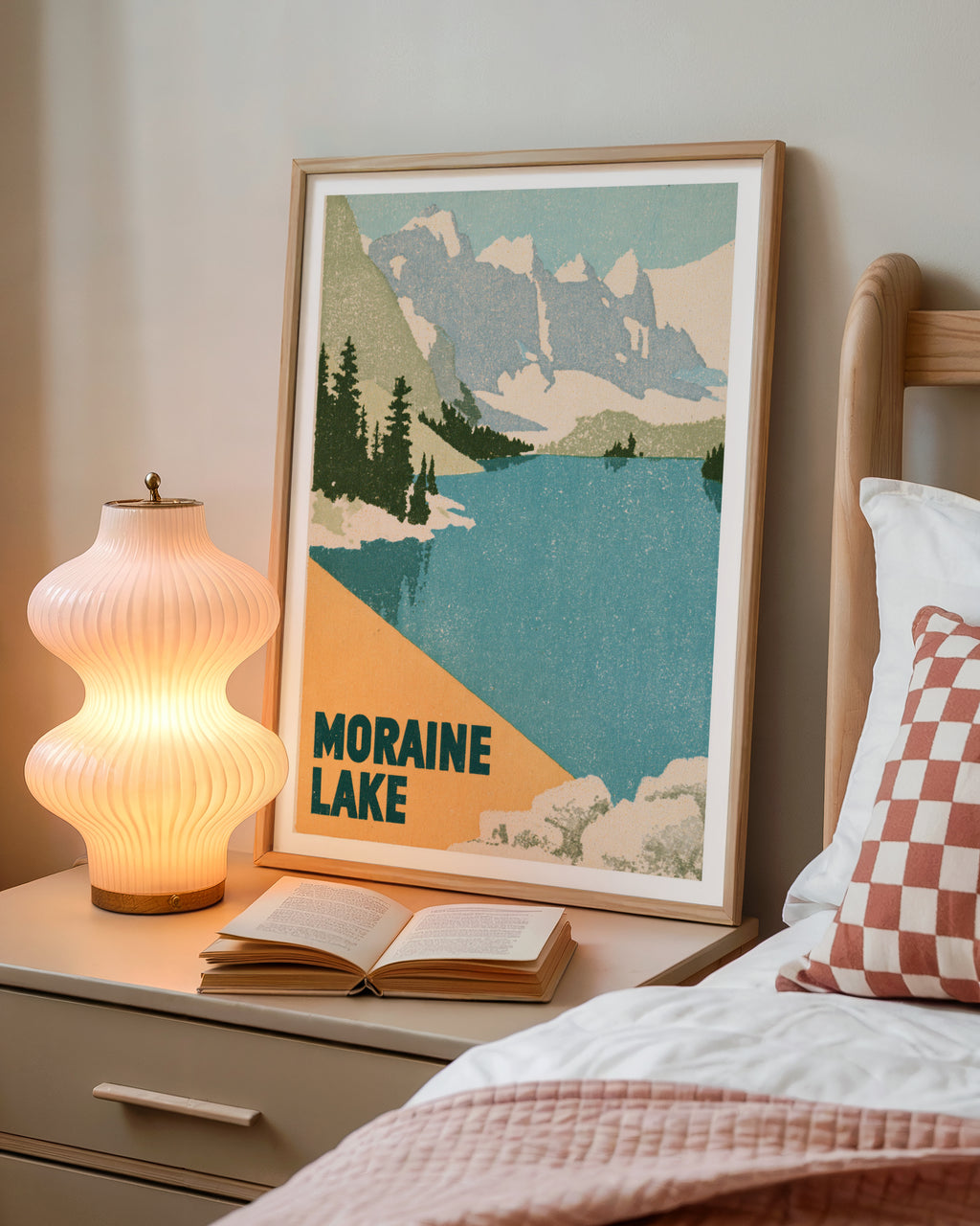 Retro Moraine Lake Print, Vintage Travel Poster, Banff National Park Canada Rocky Mountains Art