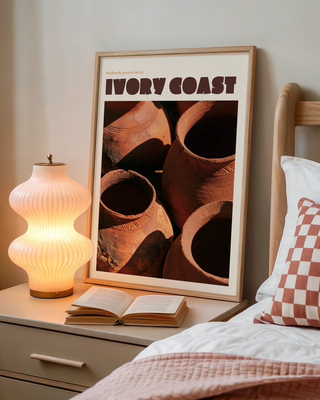 Ivory Coast Print, contemporary Africa travel art, Katiola pottery wall art