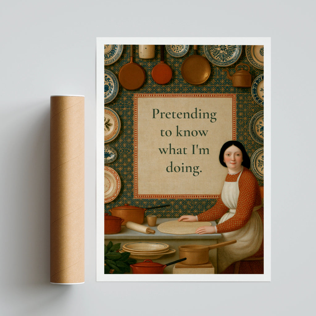 Funny Kitchen Quote Print, Classic Inspired Cooking Wall Art, Vintage Baker Poster Gift