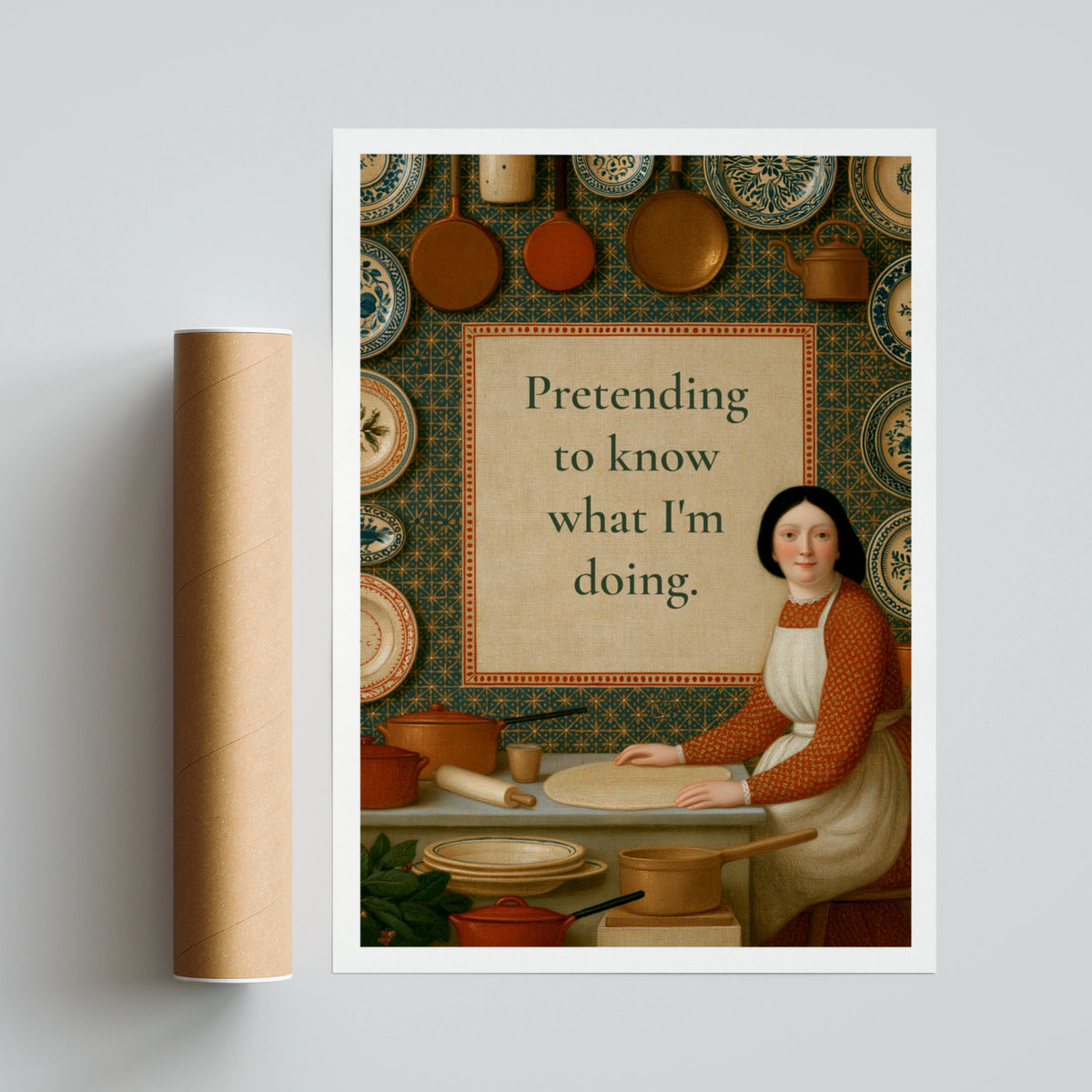 Funny Kitchen Quote Print, Classic Inspired Cooking Wall Art, Vintage Baker Poster Gift
