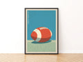 Retro American Football Poster, Play More Football Print, Vintage Sports Wall Art, Kids Room