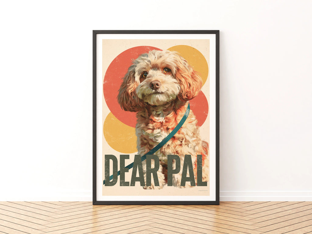 Retro Cockapoo Dog Print, Dear Pal Poster, Vintage Style Dog Wall Art, Doodle Gift