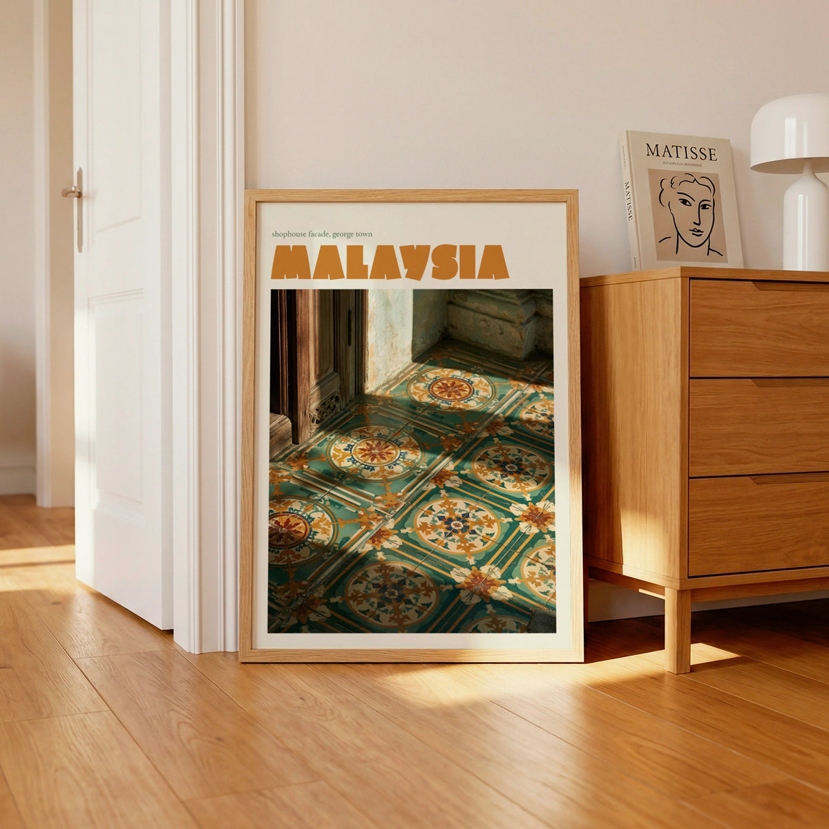 Malaysia George Town Print, contemporary Travel Art, Peranakan Tile Wall Art