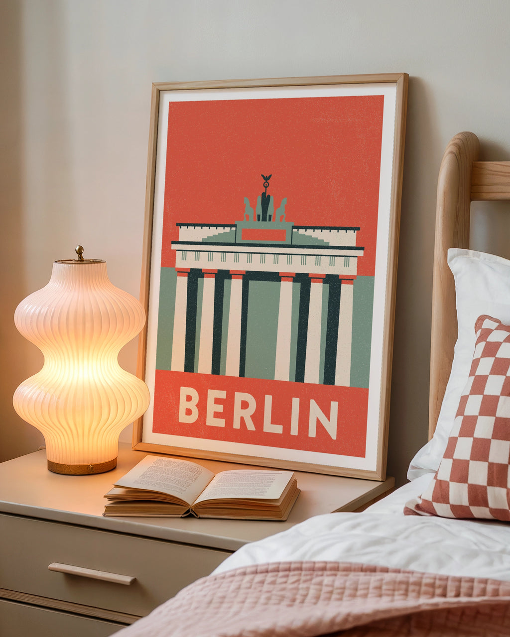 Berlin Retro Travel Poster, Brandenburg Gate Print, Germany Wall Art, Vintage Travel