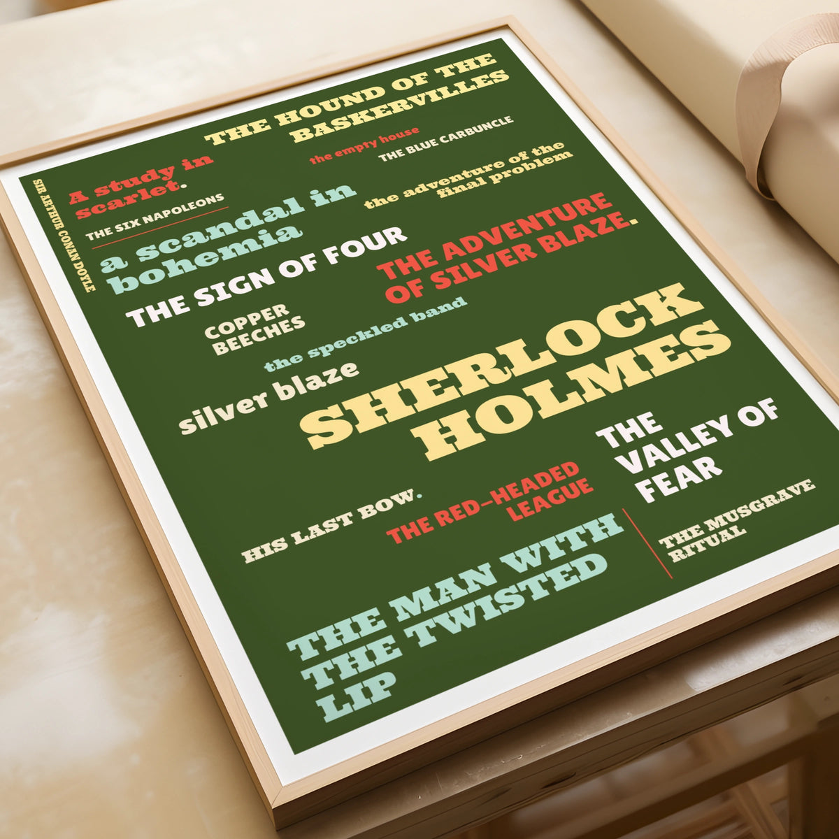 Sherlock Holmes Typography Print, Conan Doyle Stories Poster, Literary Wall Art Gift