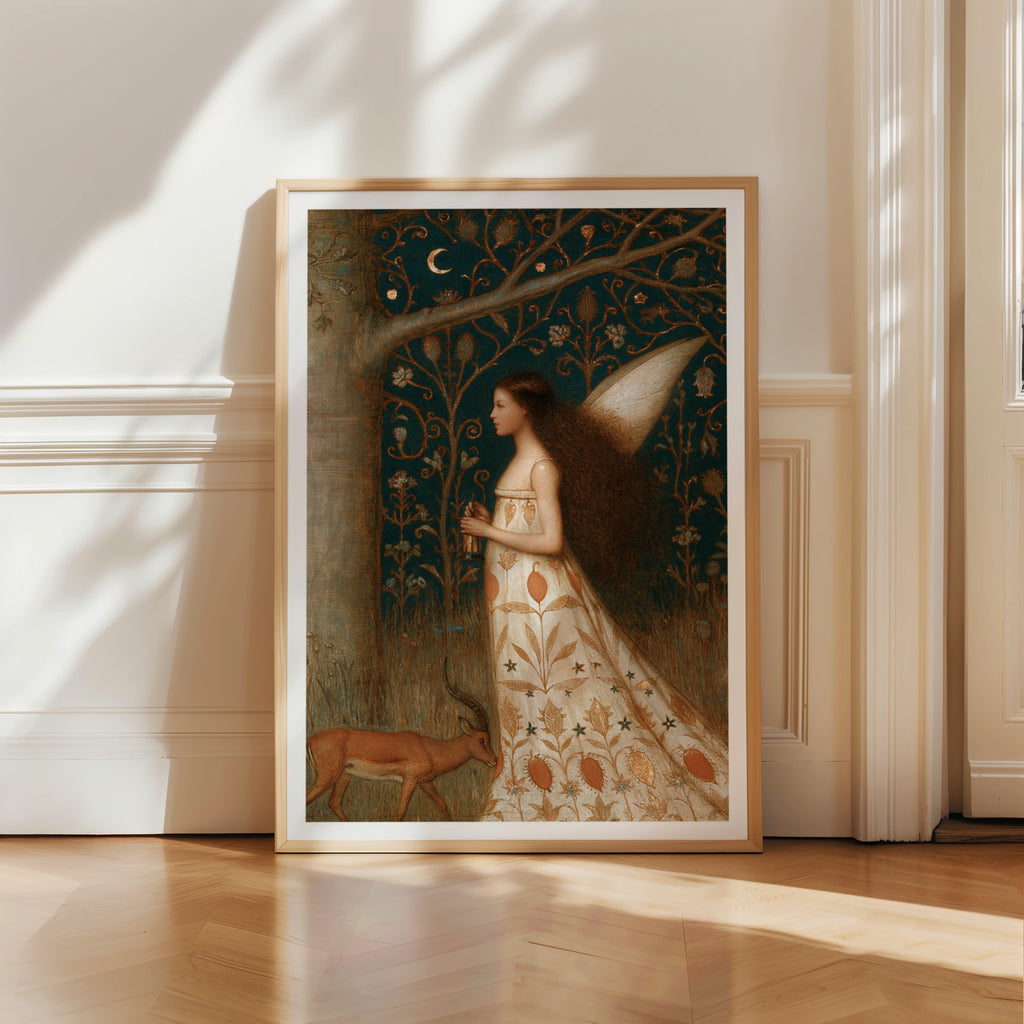 Fairy of the Woods  Folk Art Print, Classic Inspired Woodland Fairy Poster, Girls Bedroom Art