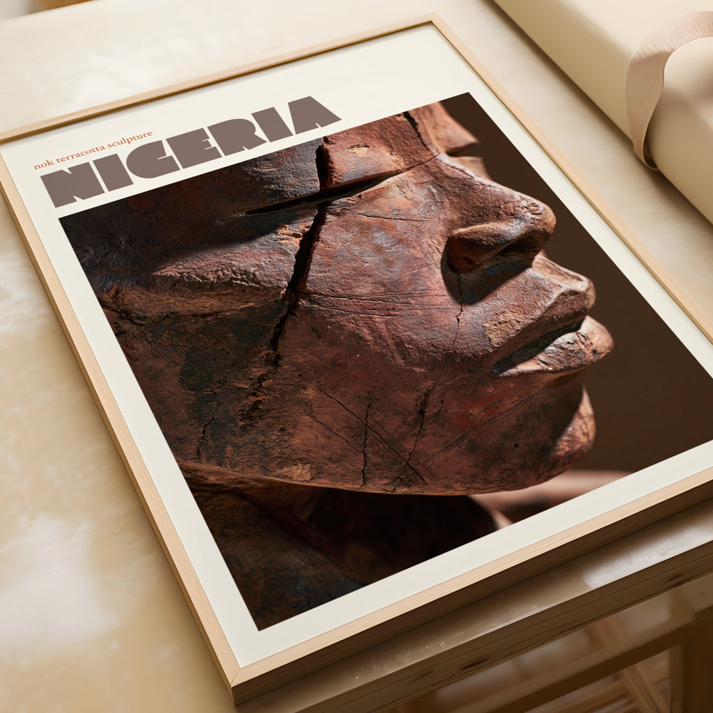 Nigeria Travel Print, Nok Terracotta Sculpture, contemporary African Wall Art
