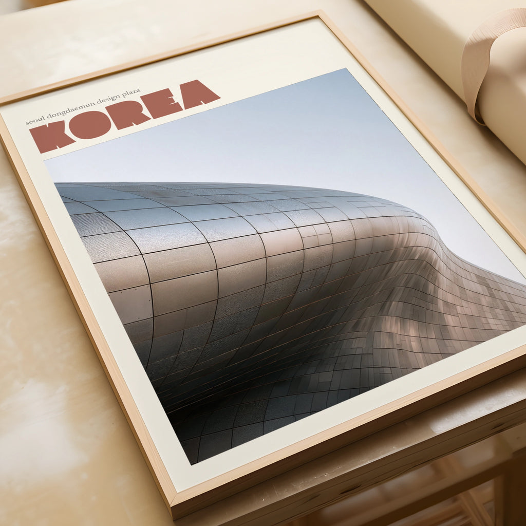 Seoul Korea Contemporary  Travel Poster, Dongdaemun Design Plaza, Architecture Wall Art Print