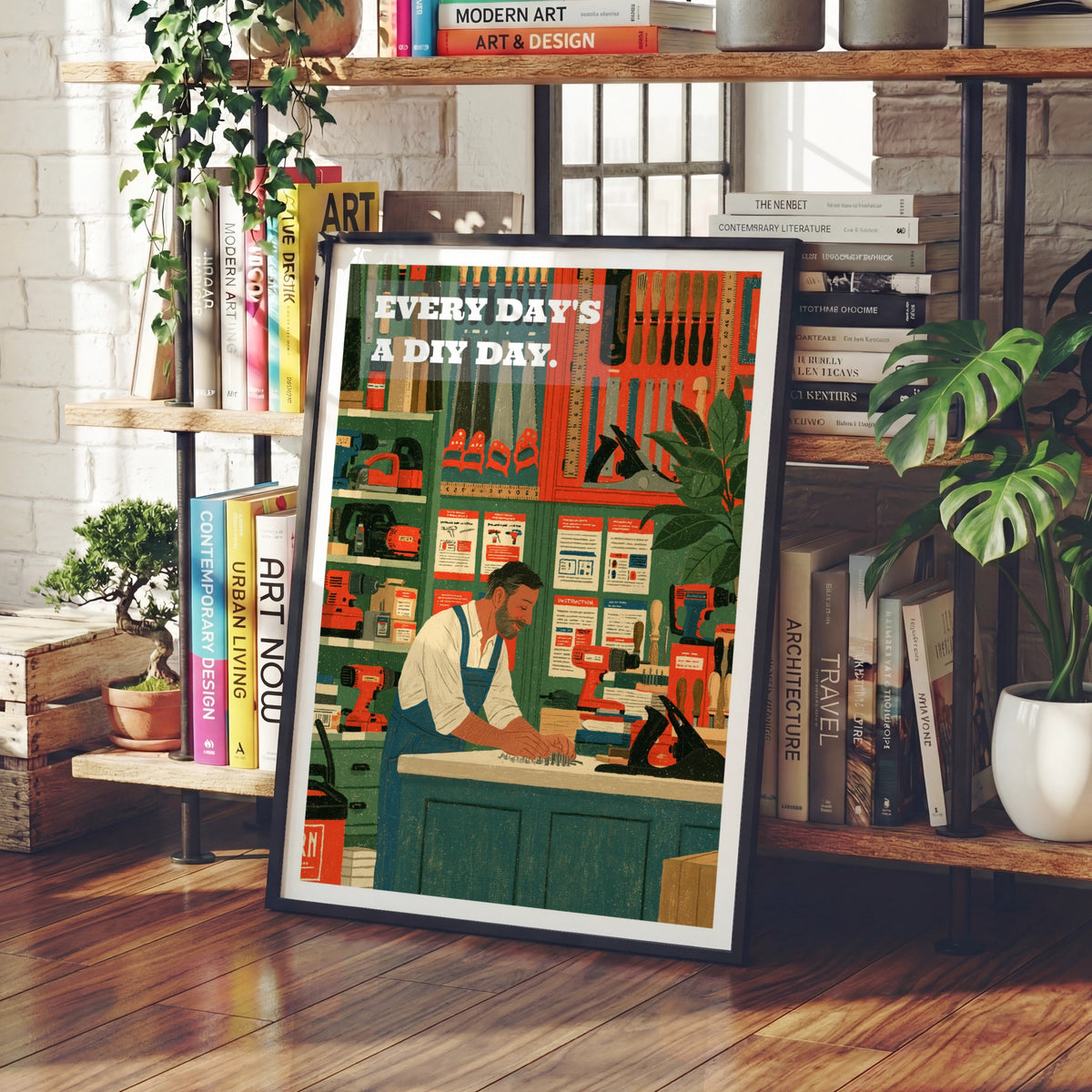 Every Day's a DIY Day Retro Poster, Vintage Workshop Wall Art, Handyman Print Gift