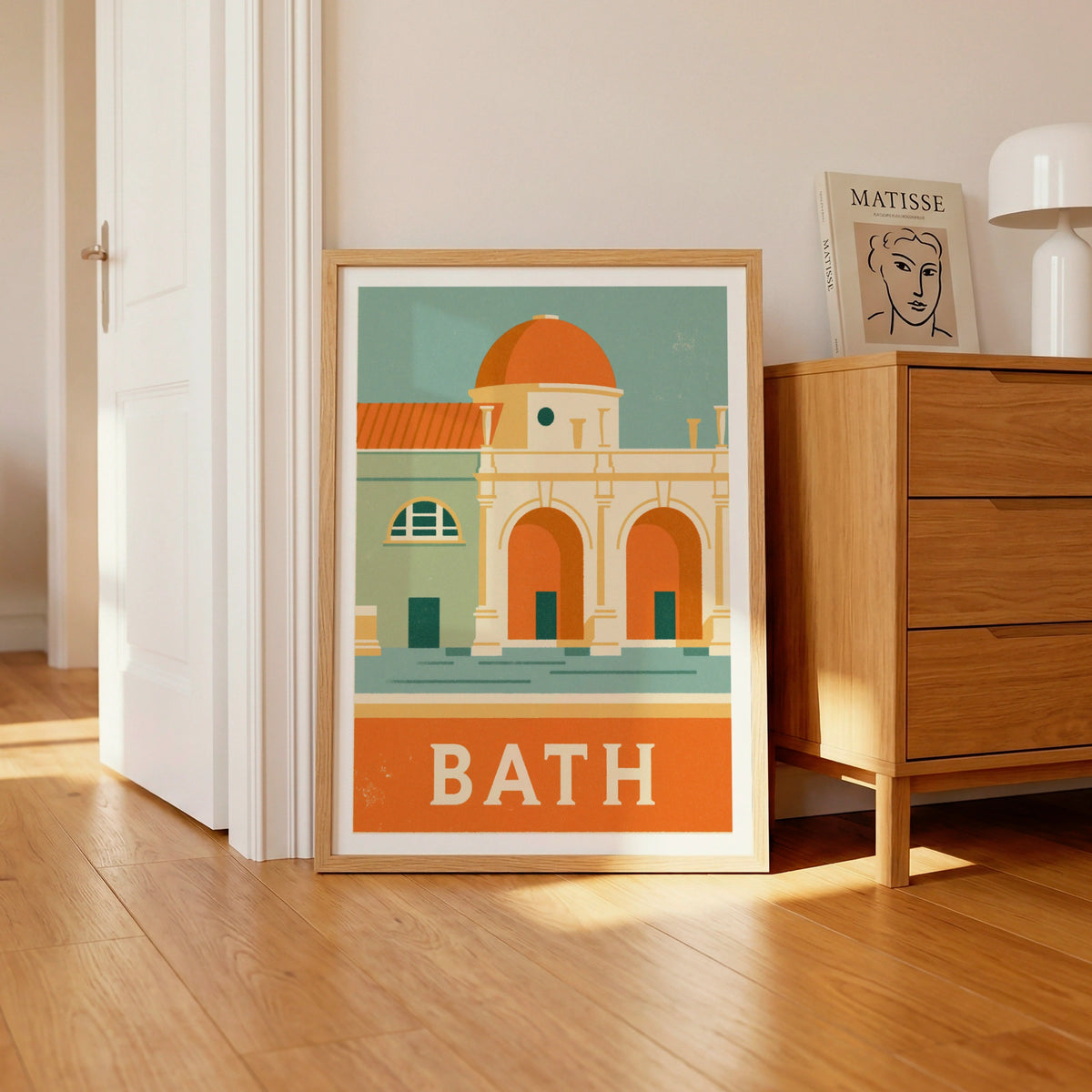 Bath Retro Travel Poster, Roman Baths Print, England Wall Art, Somerset Gift