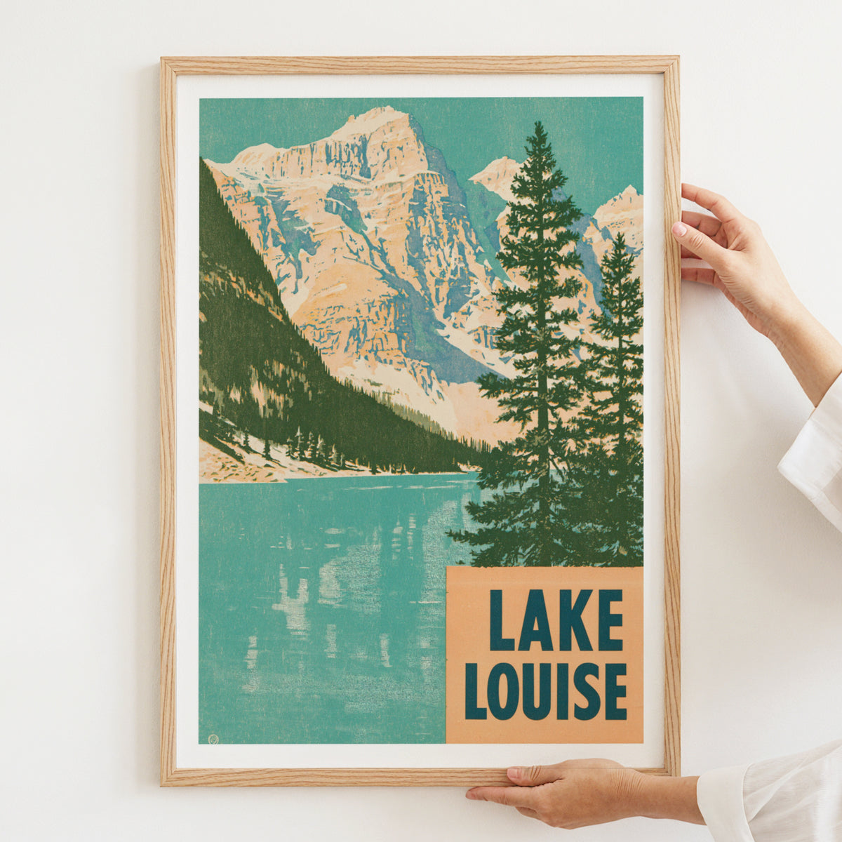 Retro Lake Louise Print, Vintage Travel Poster, Canadian Rockies Banff Mountain Lake Wall Art