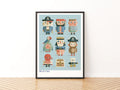 Pirate Folk Kids Wall Art, Retro Children's Print, Nursery Poster, Collectable