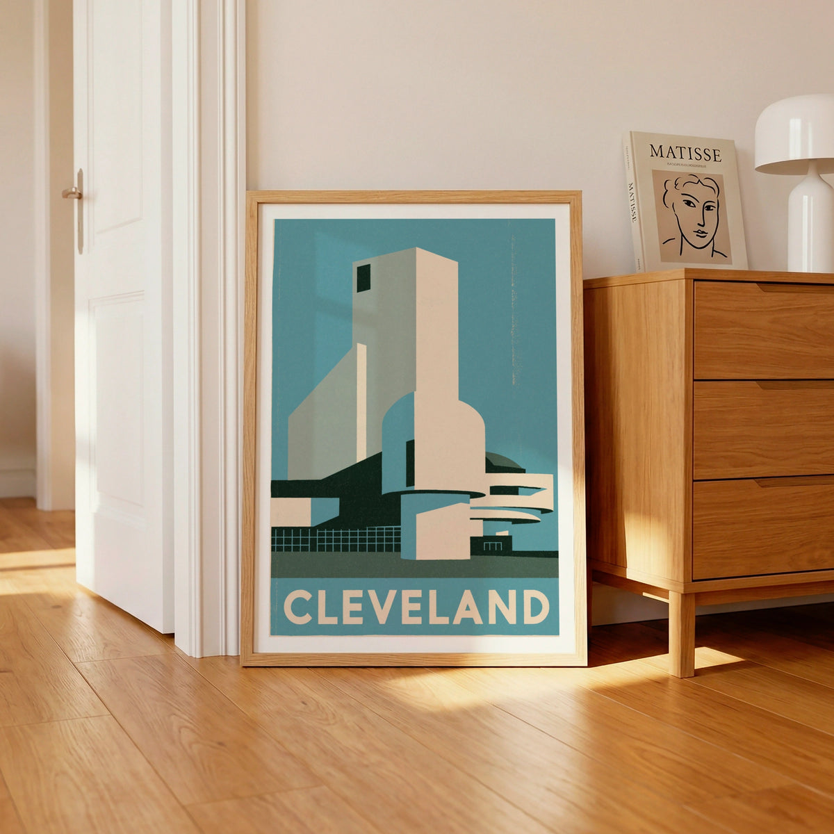 Cleveland Retro Travel Poster, Rock Hall Architecture Print, USA City Wall Art