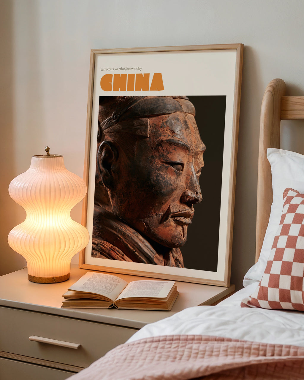China Terracotta Warrior Print, contemporary Travel Wall Art, Xi'an, Earth Tones