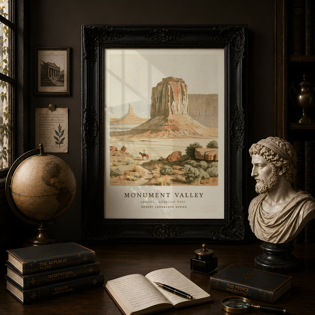 Monument Valley Arizona Print, Vintage Desert Landscape Poster, American West Wall Art