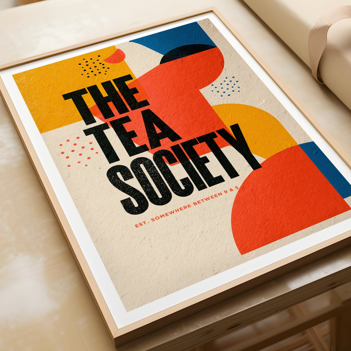 The Tea Society Vintage Food Poster Print | Rustic Kitchen Decor | Retro Mid Century Risograph Art