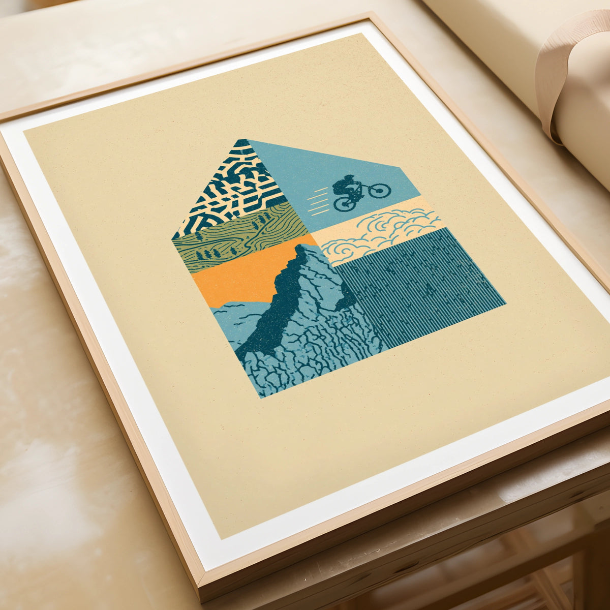 Mountain Bike Retro Poster, Cycling Art Print, Vintage MTB Wall Art, Outdoors Gift for Cyclists