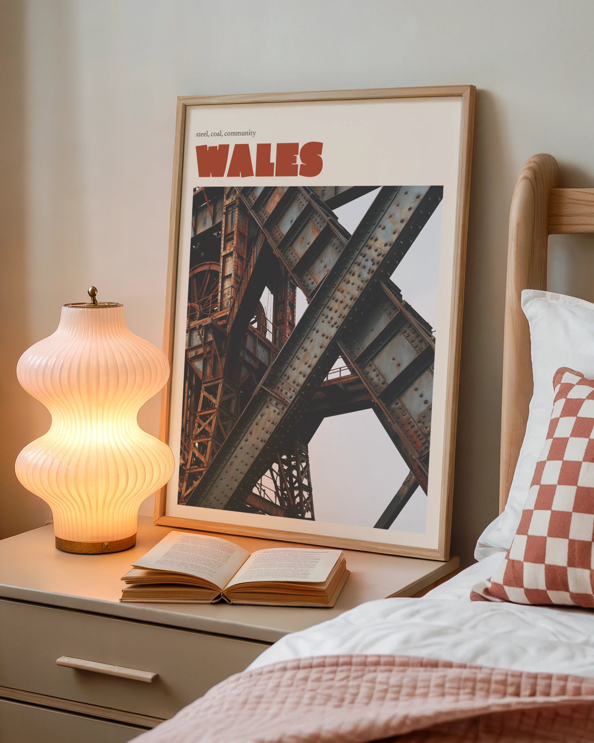Wales Industrial Print, contemporary Welsh Steel Art, Coal Heritage Wall Art Gift