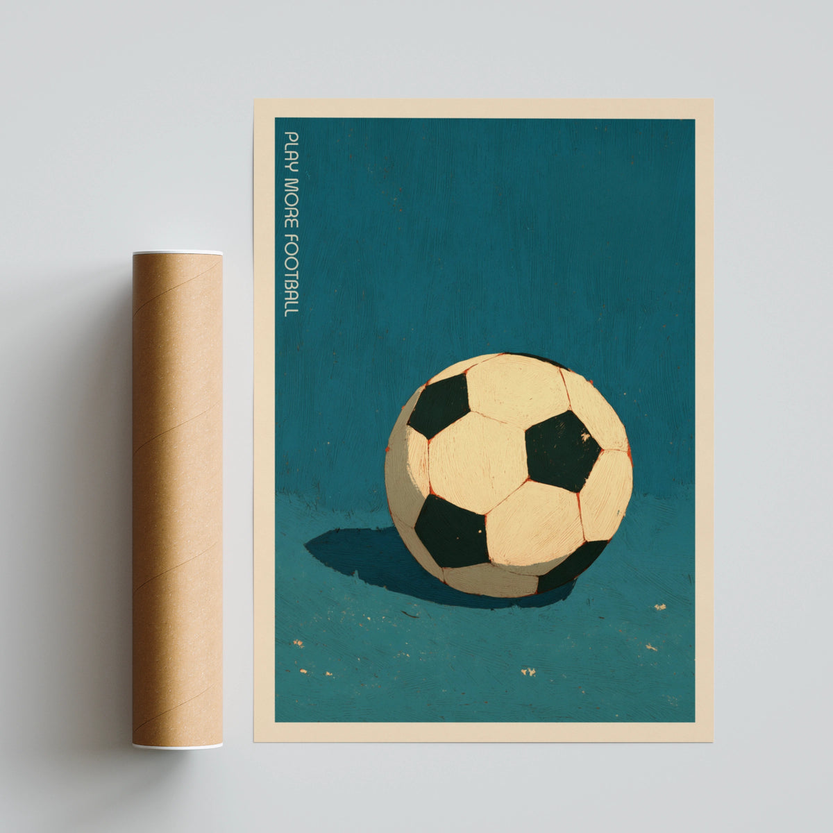Play More Football Retro Print, Kids Football Poster, Vintage Soccer Wall Art, Boys Bedroom Decor