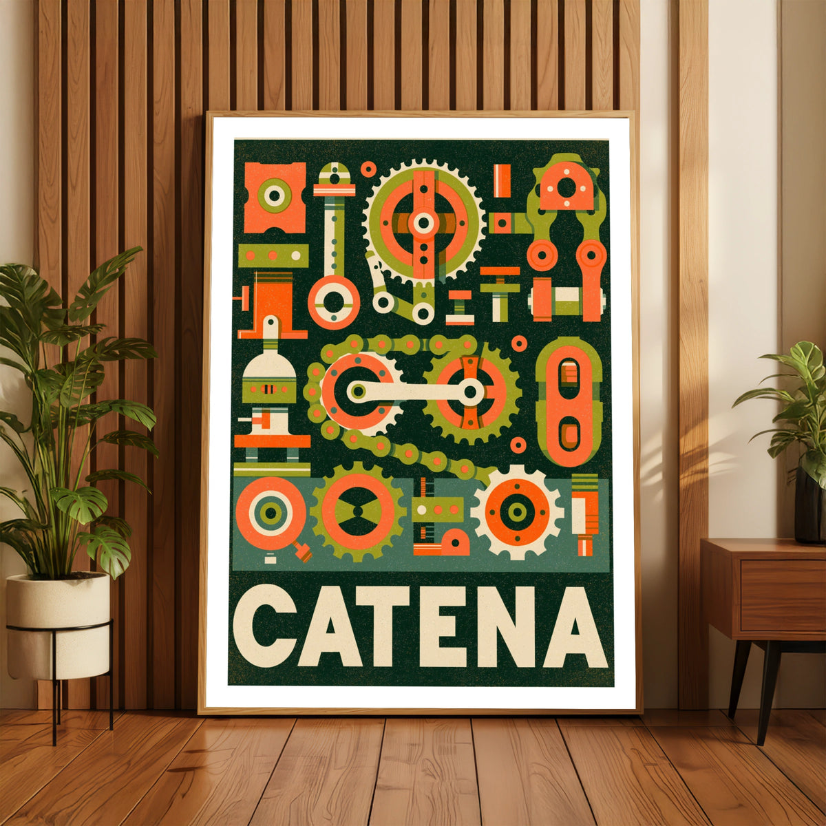 Catena Cycling Chain Print, Vintage Bicycle Gear Poster, Classic Inspired Bike Parts Wall Art