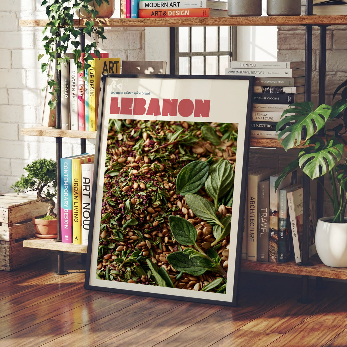 Lebanon Za'atar Retro Travel Poster, Middle East Kitchen Wall Art Print