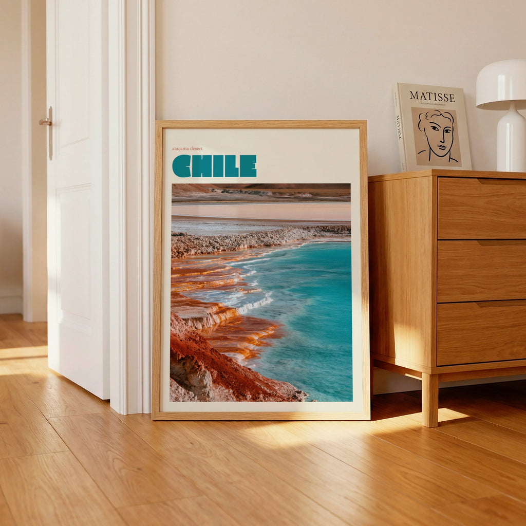 Atacama Desert Chile Contemporary Travel Print, Salt Lake Wall Art, South America