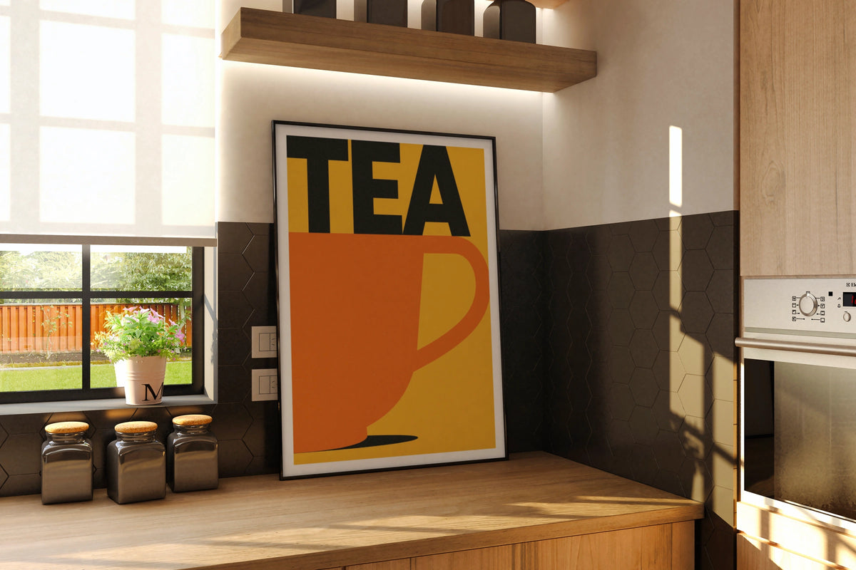 Tea Cup Poster Print | Contemporary Kitchen Decor | Bold TEA Design