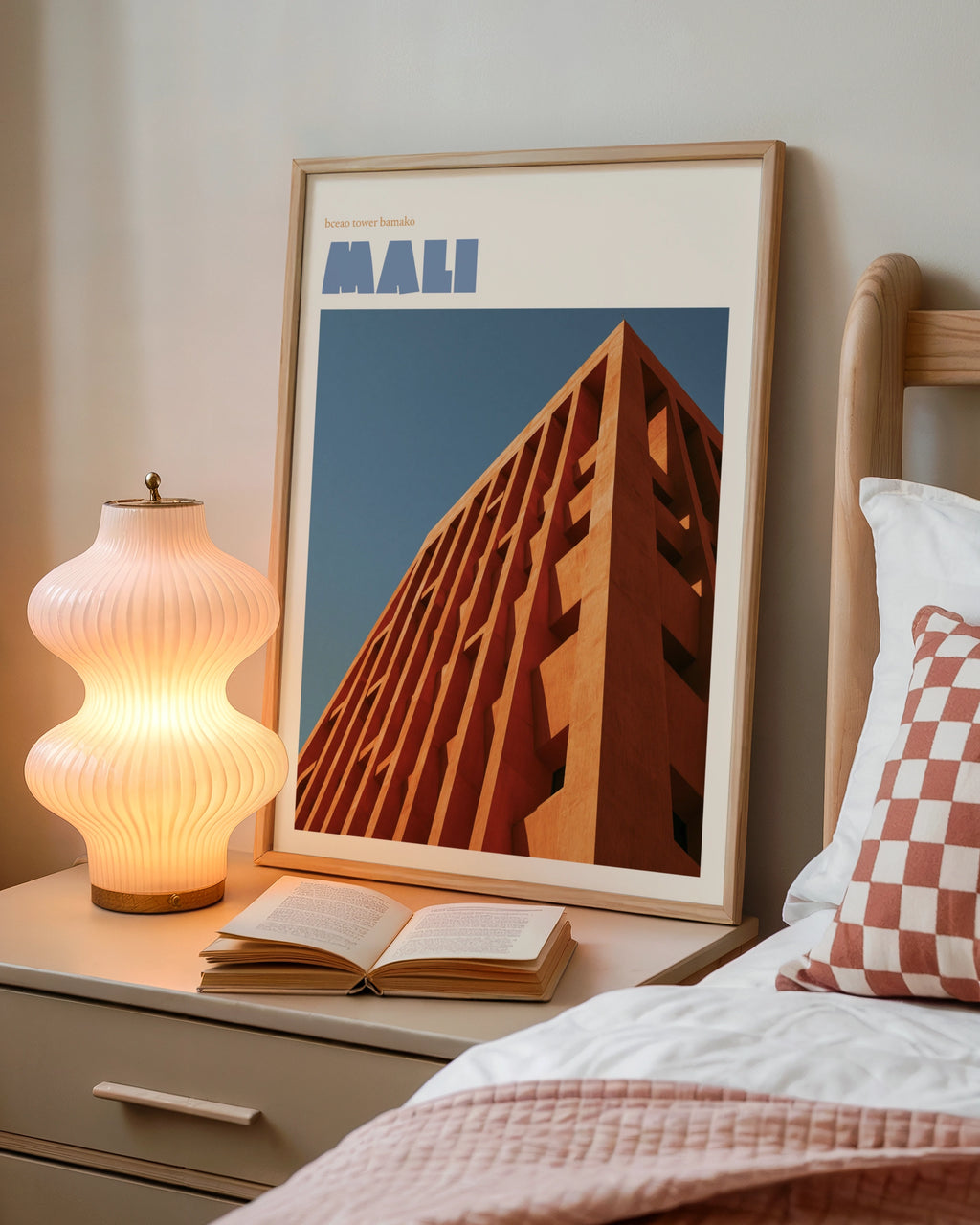 Mali Travel Print, BCEAO Tower Bamako, contemporary African architecture wall art