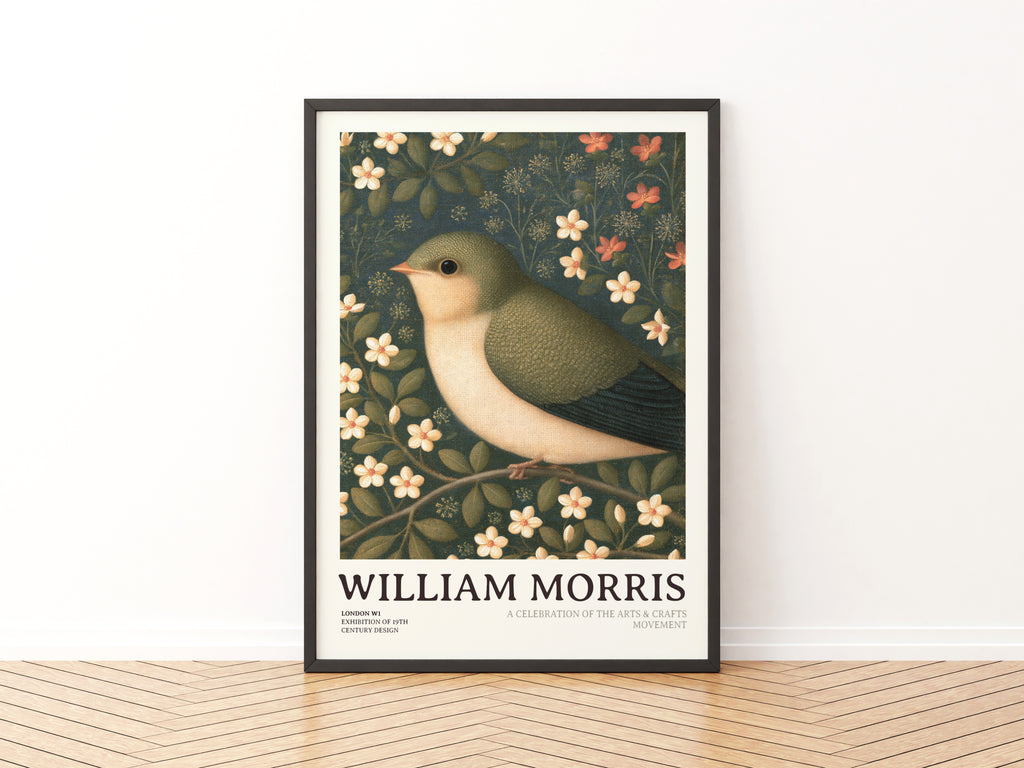 William Morris Bird Print, Classic Inspired Prints, Arts and Crafts Poster, Floral Bird Wall Art