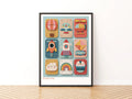 Retro Kids Transport Print, Happy Folk Nursery Wall Art, Children's Collectable Poster