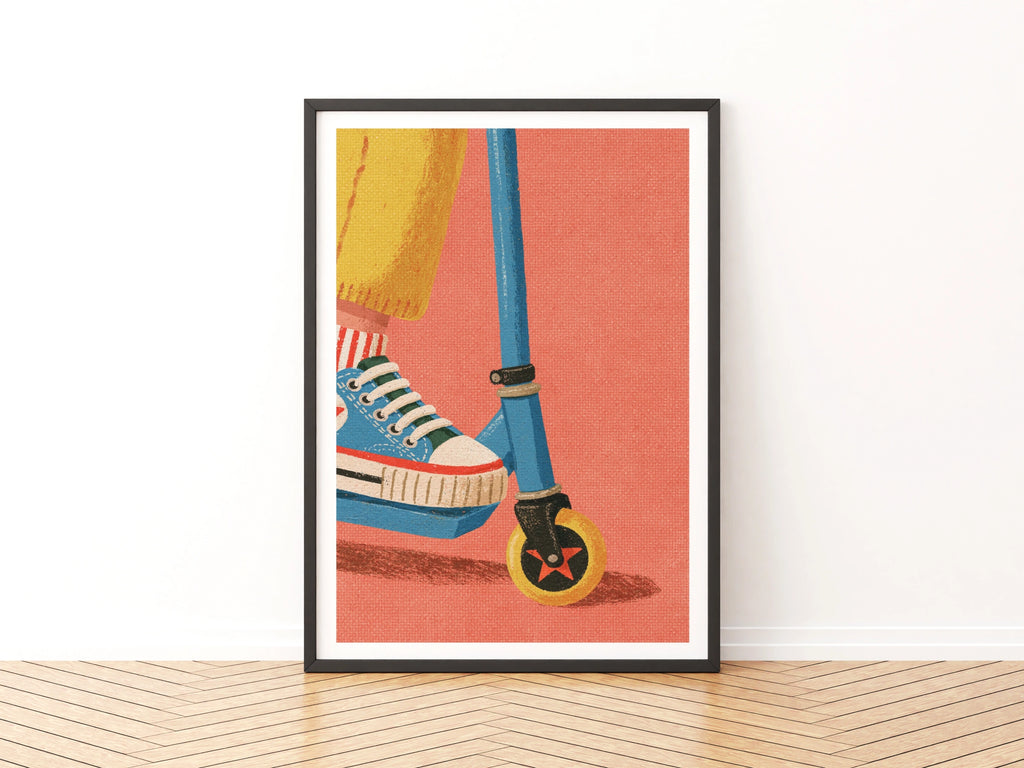 Retro Scooter Kids Print, Children's Wall Art, Colourful Nursery Poster