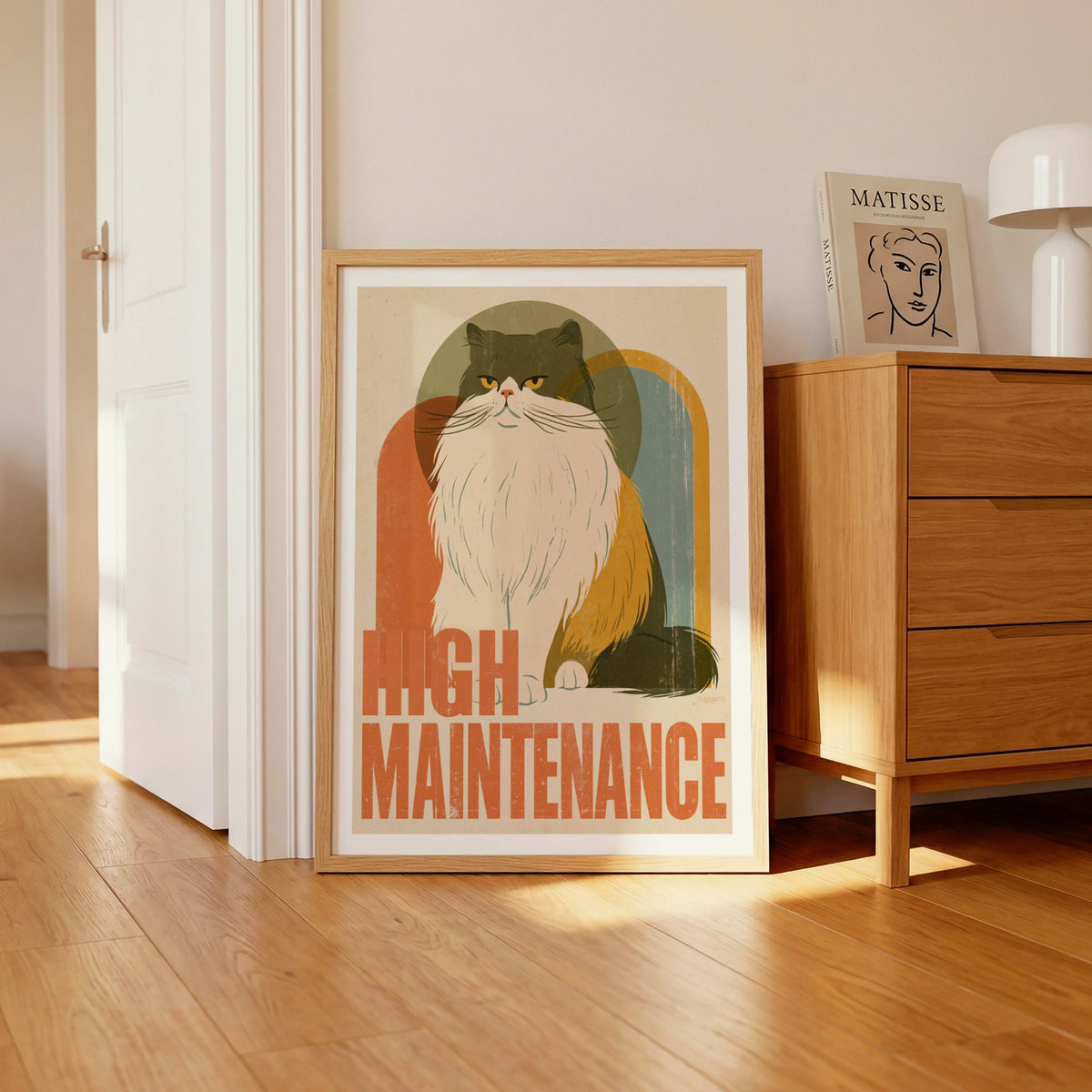 High Maintenance Persian Cat Retro Print, Funny Cat Wall Art, Vintage Style Cat Lover Gift
