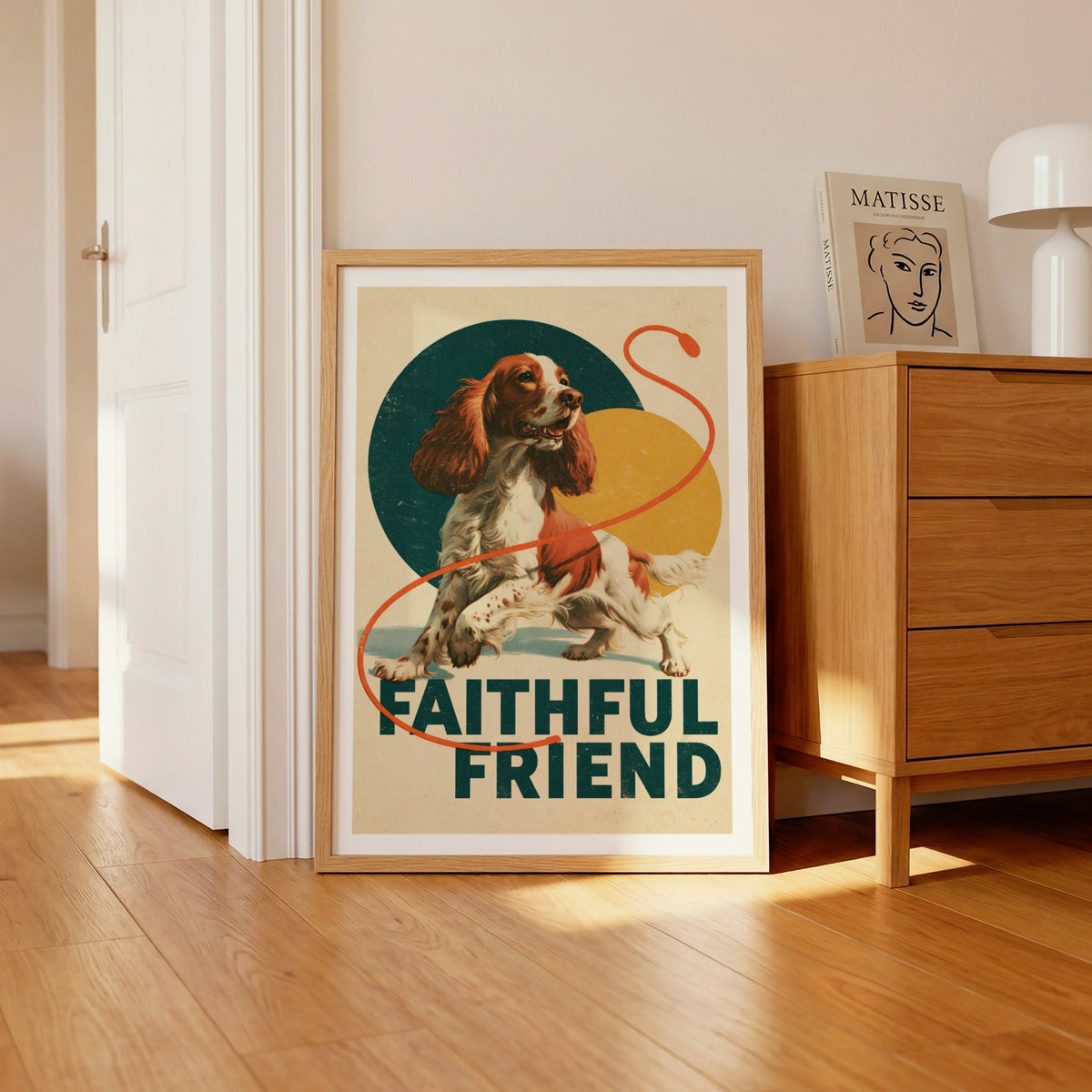 Retro Spaniel Dog Print, Faithful Friend Wall Art, Vintage Style Cocker Spaniel Gift
