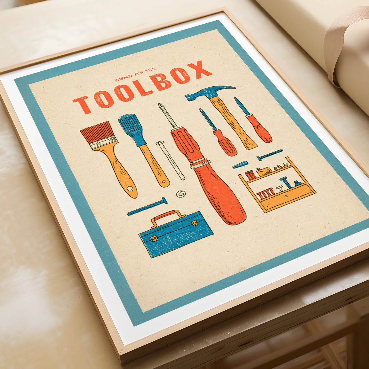 Send for the Toolbox Retro Tools Poster, DIY Workshop Wall Art, Vintage Print, DIY Boyfriend Gift