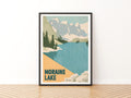 Retro Moraine Lake Print, Vintage Travel Poster, Banff National Park Canada Rocky Mountains Art