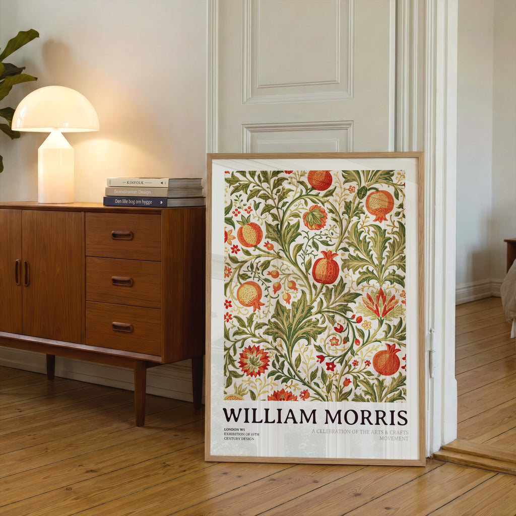 William Morris Pomegranate Print, Arts and Crafts Wall Art, Vintage Floral Exhibition Poster