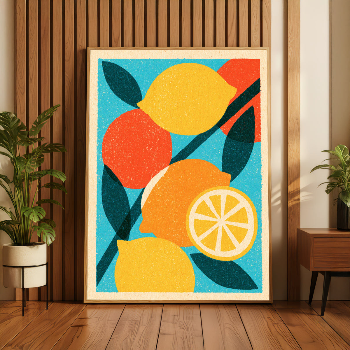Vintage Food Poster Print | Rustic Kitchen Decor, Mid Century Lemon Art, Retro Citrus Wall Art