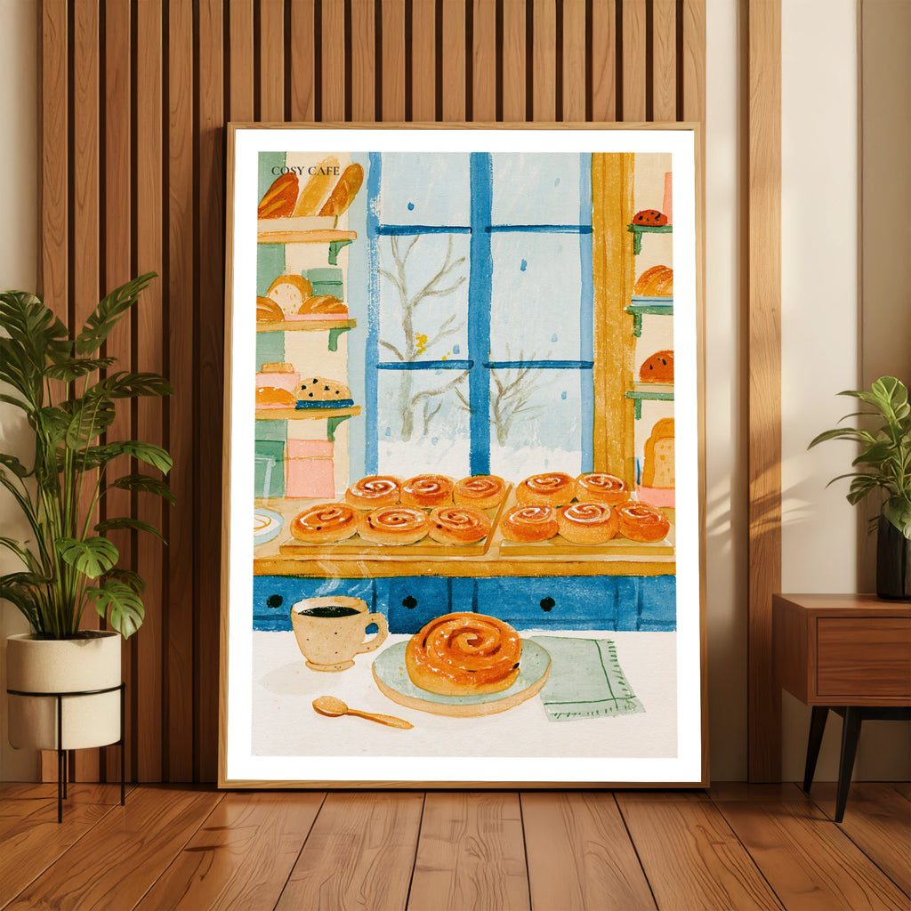 Vintage Food Poster Print, Cosy Cafe Bakery Wall Art, Rustic Kitchen Decor, Retro Mid Century