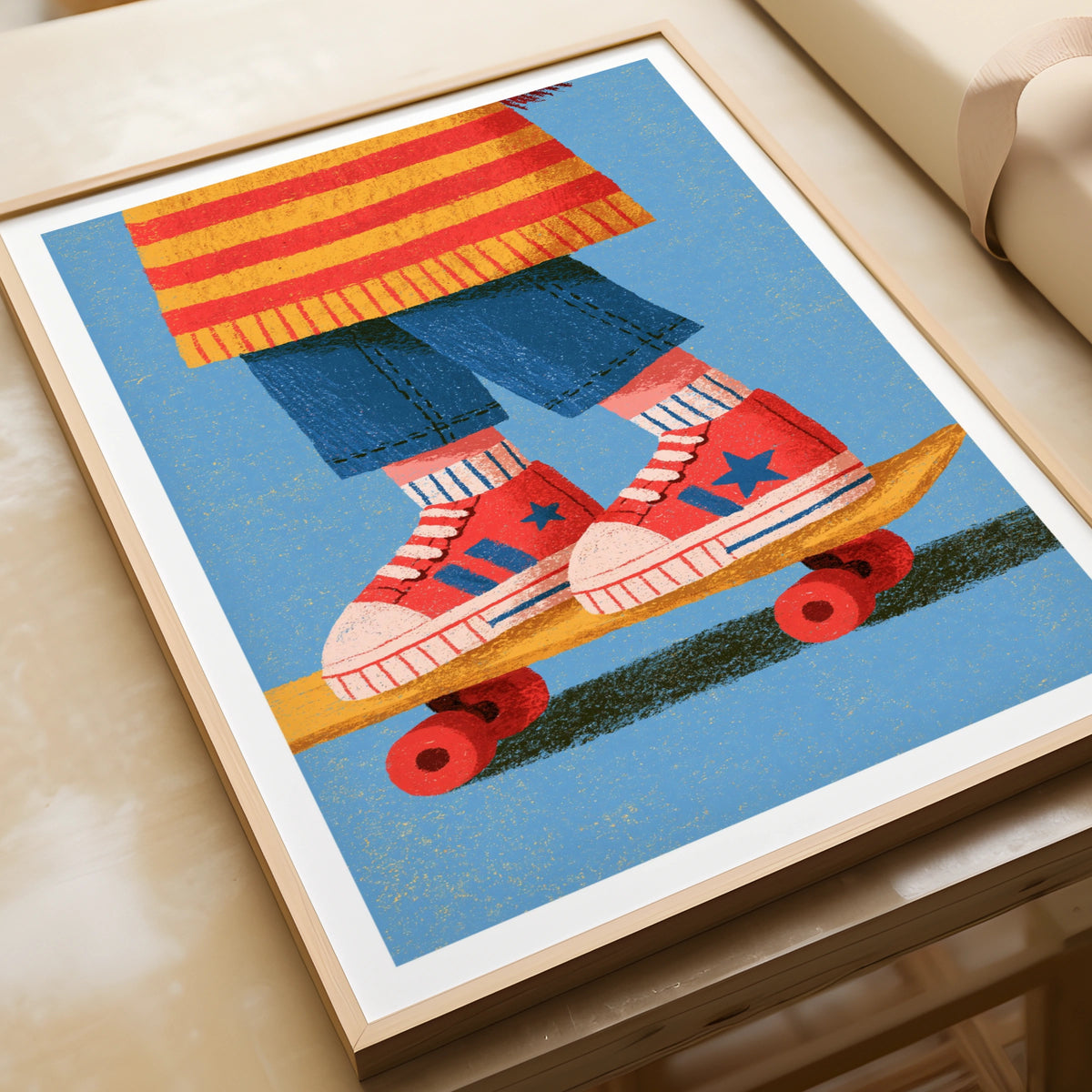 Retro Skateboard Kids Print, Children's Wall Art, Colourful Nursery Poster, Vintage Style