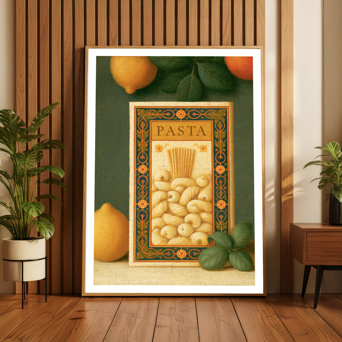 Vintage Food Poster Print, Pasta Kitchen Wall Art, Rustic Italian Retro Mid Century Risograph Decor