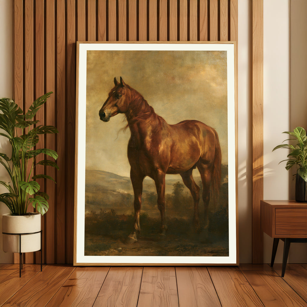 Chestnut Horse Oil Painting Print, Vintage Equestrian Wall Art, Classic Inspired Prints
