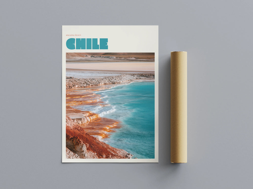 Atacama Desert Chile Contemporary Travel Print, Salt Lake Wall Art, South America