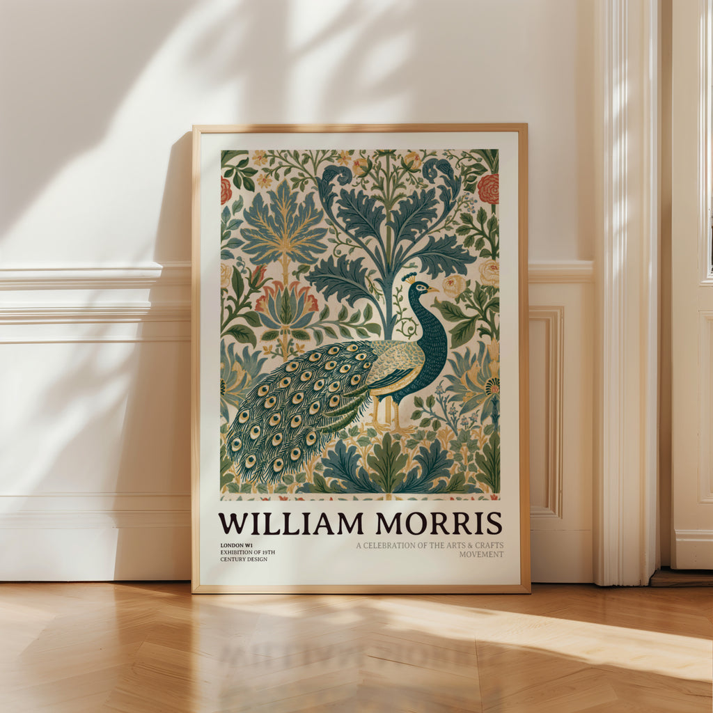 William Morris Peacock Exhibition Poster, Arts and Crafts Movement, Classic Inspired Prints