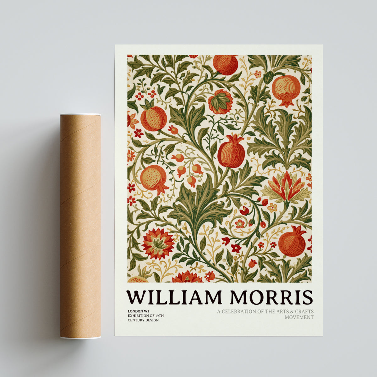William Morris Pomegranate Print, Arts and Crafts Wall Art, Vintage Floral Exhibition Poster