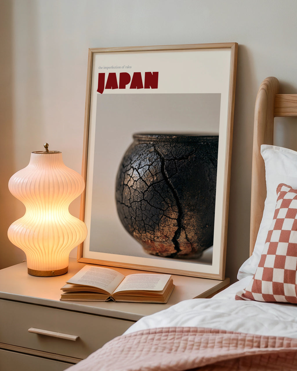 Japan Retro Travel Poster, Raku Pottery Print, Wabi Sabi Wall Art, Japanese Ceramic Decor