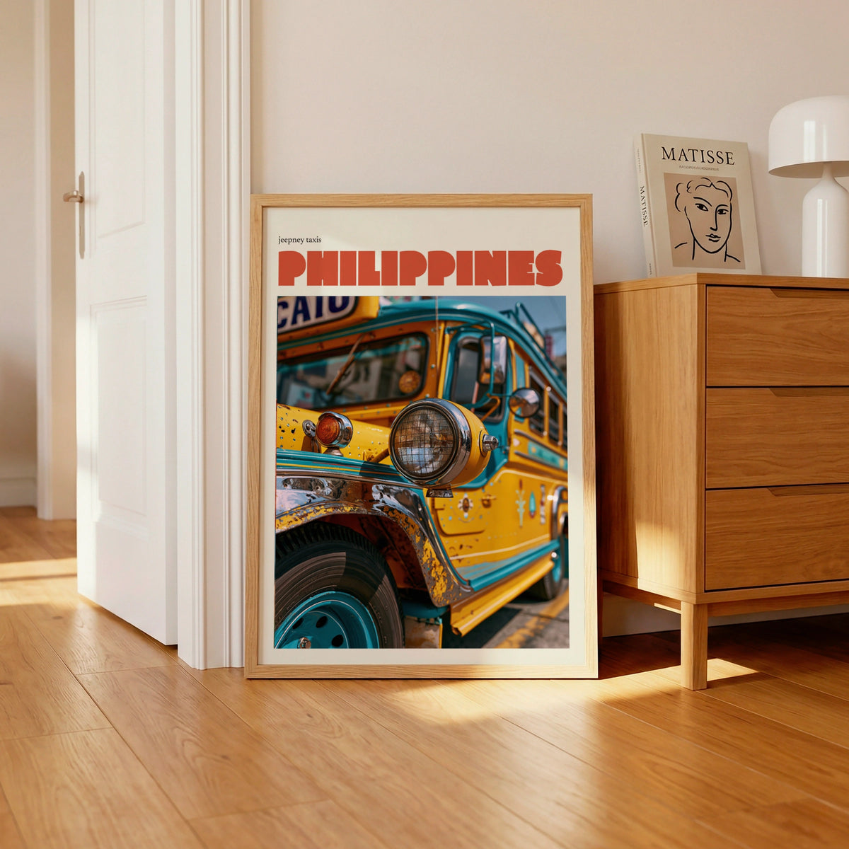 Philippines Jeepney Contemporary Travel Poster, Filipino Wall Art, Vintage Travel Print