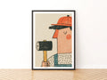 Retro Builder Poster, Vintage Worker Wall Art Print, Quirky Tradesman Illustration, Fun Workshop
