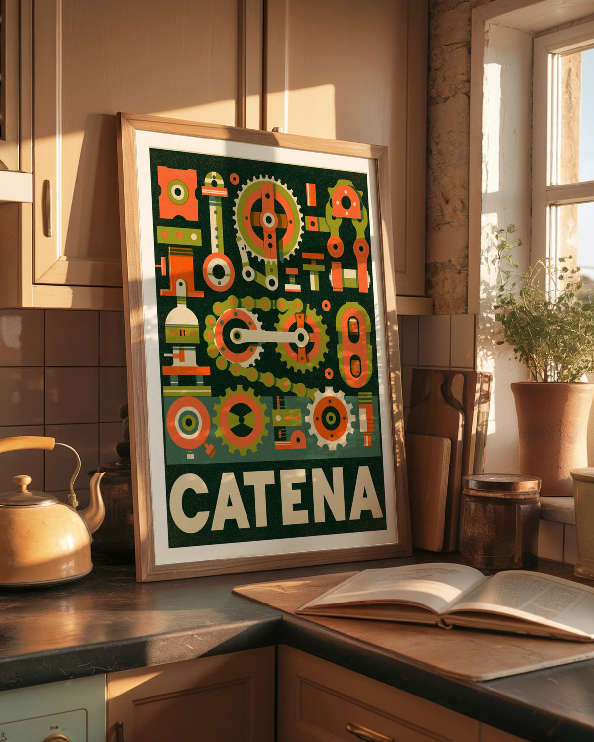 Catena Cycling Chain Print, Vintage Bicycle Gear Poster, Classic Inspired Bike Parts Wall Art